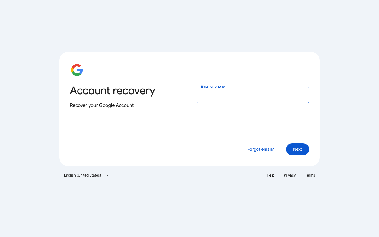 accounts.google.com/signin/recovery の実際の画面（2026年6月確認）