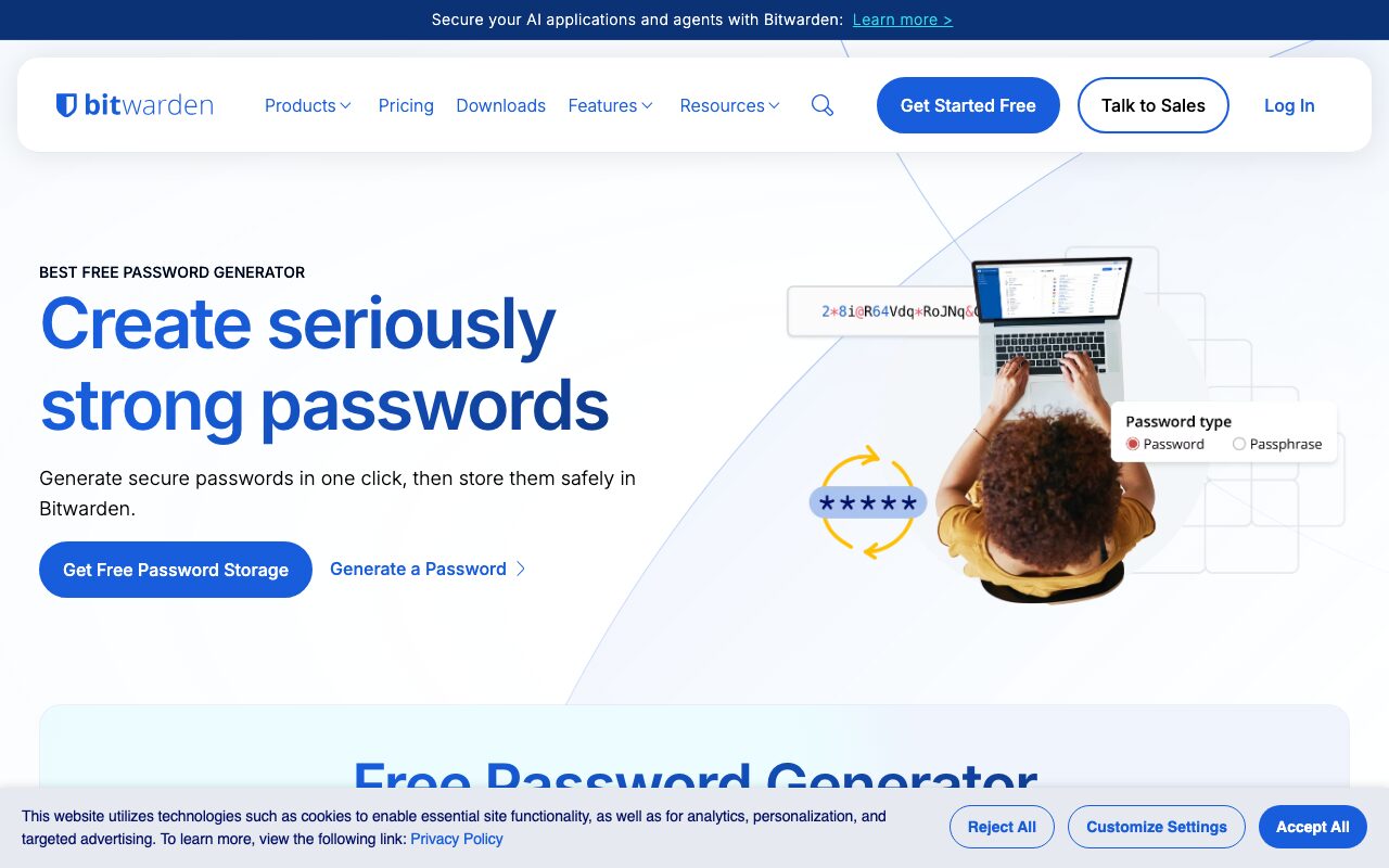 Bitwardenパスワードジェネレーター公式ページ（2026年6月撮影）